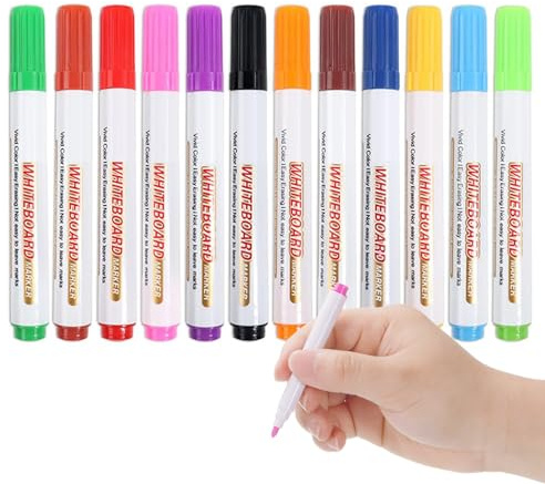 Barlone 12 Farben Whiteboard Stifte Abwischbar, Dry Erase Marker, Kreidemarker Abwischbar, Whiteboard Marker Dünn für Kinder zum Schreiben auf Whiteboards, Wochenplanern, Glas
