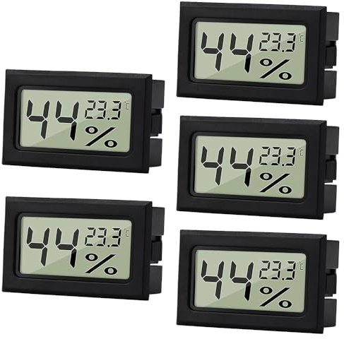 yotutun Mini Termometro Digitale, 5 Pezzi Mini Igrometro Termometro, Termometro Ambiente LCD, Monitor di Temperatura e umidità per Casa Serra Stanza Ufficio Bianca