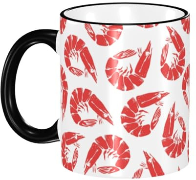 asbwuo Tasse à café avec poignée en forme de crevettes dessinées à la main, tasse à thé, tasse à boire, tasses à café en céramique réutilisables, tasses de voyage amusantes,les tasses, cadeaux, 11 oz