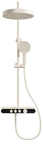 BiaoTeng Conjunto de Ducha con Grifo Bañera Redonda 4 Mode Latón agua Fría y Caliente Columna Ducha Pared Leche Blanca