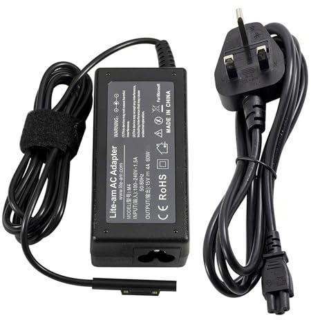 Lite-am 60W AC Adapter Power Supply 15V 4A Laptop Charger For Microsoft Surface Pro 4, 5, 6, 7 Tablet