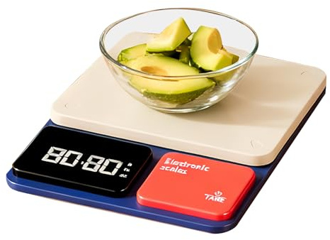 Bilancia Digitale da Cucina - Bilancia alimentare 0.1g di precisione, display LED multifunzione, pesatura stabile, design compatto e moderno | Strumento per preparazione pasti dolci pane carne caffè c