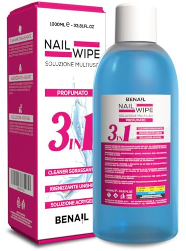 3 in 1 Soluzione Acrygel + Cleaner + Detergente Sgrassante per Unghie,Detergente per Ricostruzione Unghie Gel, Smalto Semipermanente e Acrygel (1000 ml (Confenzione da 1))