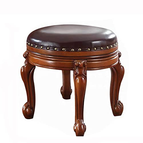 ZJXANMZ Fußhocker, Ottomane, Drehbarer Fußhocker, Leder-Ottoman, Gepolsterte Runde Fußstütze Aus Kunstholz Für Das Wohnzimmer/Braun/44Cm