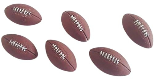 6 Edible Sugar Fondant England Rugby, Soccer, American Footballs, Basketballs, Tennisballs, golfballs, Baseballs; Select balls; 2.8cm Each Cake/Cupcake Toppers/Decoration (x6 Rugby/American Footballs)