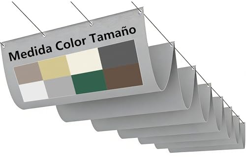 Toldo Vela de Sombra Ondulado Retráctil a Medida Impermeable Rectangular Protección Rayos UV Solar Poliéster con Ojales y Cuerdas Personalización Toldo de Exterior para Terraza Jardín Balcón Pérgola