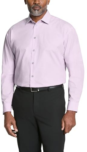 Kenneth Cole Dress Shirt Regular Fit Solid Camicia Elegante, Lilla, M Uomo
