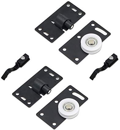 Kit per Porta Scorrevole,Binari per Porte Scorrevoli,2 Set Puleggia per Mobili,per Finestra Dell'armadio Dell'armadio (Nero)