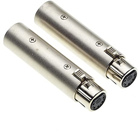 XLR 3 auf 5 Pin, 2 Stück - DMX-Adapter, 3-poliger Stecker auf 5-polige Buchse Konverter, Joiner, Extender für Audio- und SLR-Kamerakabel Kabel