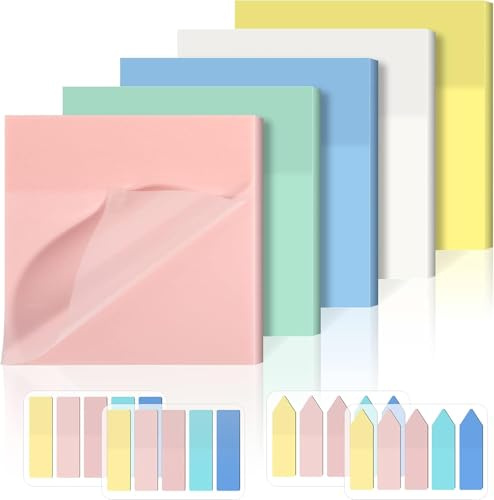 Sticky Notes,650 Blätter Transparente Haftnotizen,Durchsichtige Klebezettel | Wasserfest Clear Sticky Notes, Back to School Supplies, Pastell Wiederbeschreibbar Notizzettel für Schulsachen, Büro, Hause