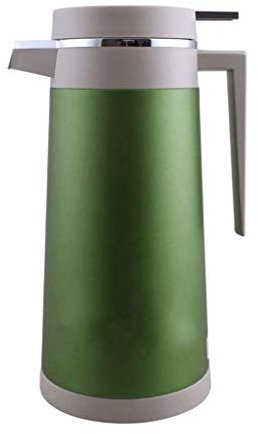 KLZUOPT Isolierkanne, Isolierkessel, Edelstahl-Isoliertopf, Haushalts-Thermoskanne, Vakuum-Thermoskanne, Glaseinsatz, Wasserkocher, 1,6 l Thermoskanne (grün)