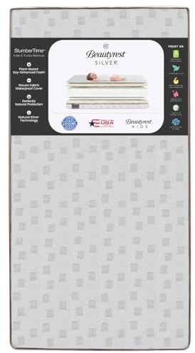 Beautyrest Silver Slumbertime 2-Stage Crib and Toddler Mattress - GREENGUARD Gold Certified - CertiPUR-US - Moisture Wicking - Made in USA