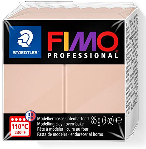 STAEDTLER ofenhärtende Modelliermasse FIMO Professional, rosé, Normalblock 85g, Feste Konsistenz für Filigrane Arbeiten, speziell für Profis und Künstler, 8004-432