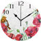 Mnsruu Large Wall Clocks, Red Poppies Flowers Robin Birds Non Ticking 25cm Clock Silent Clocks Atomic Analog Clocks Living Room Kitchen Bedroom Office Home Decor Easy to Read