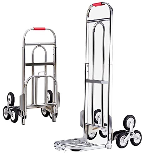 Treppensteigerwagen, Sackkarre, Treppensteiger-Handwagen, tragbarer Kletterwagen 100 kg, dreirädriges Fahrgestell, tragbarer Treppensteiger-Handwagen mit 6 Rädern und verstellbarem