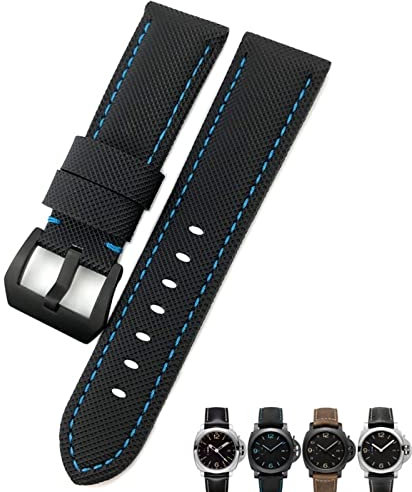 SERDAS 24mm Kohlefaser Uhrenarmband Schwarz Uhr Armbänder für Panerai pam01661/00441 Uhrenarmband für Männer Zubehör, 24 mm, Achat