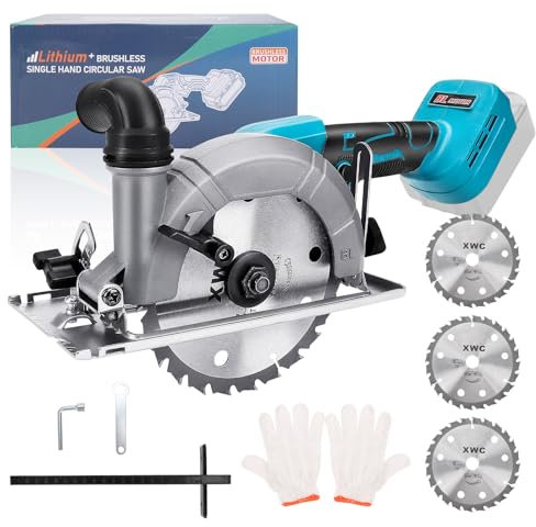Bürstenlose Mini-Kreissäge, 6'' Handkreissäge kompatibel für Makita 18V Akku mit 3 Sägeblättern (150mm), 6800RM/min Multifunktionssäge für Holz, Metall, Fliesen & Plastik (ohne Akku) (Oval)