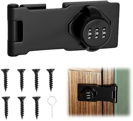 Verrou de sécurité avec serrure à combinaison de 4,5 pouces pour petites portes, armoires, porte de grange, salle de bain, extérieur, garage, jardin, avec vis