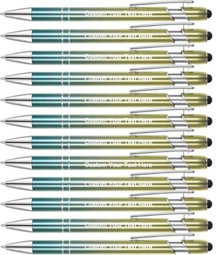 Zoonnis 72 Stylos à Bille Personnalisés avec Pointe Stylet pour les Affaires Stylo Personnalisé Gravé en vrac pour les Femmes et les Hommes avec Texte du nom Stylo Personnalisé avec Encre Noire