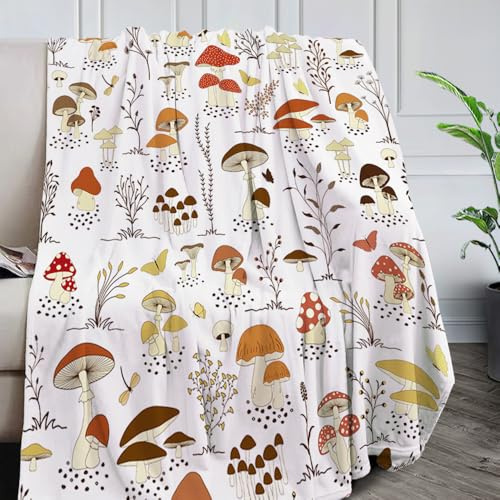 Cute Mushrooms Blanket Gifts for Adults Kids, Christmas Birthday Valentine's Day Mushrooms Throw Blanket Super Soft Lightweight Flannel Fleece Blankets for Bed Couch Sofa
