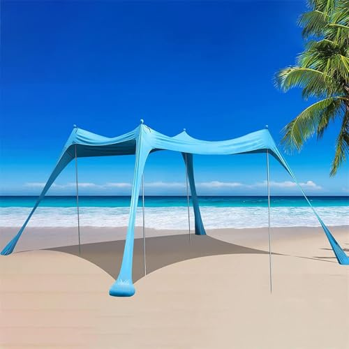 Tente de plage - Parasol de plage | Auvent de plage | Auvent de plage en aluminium | Abri de plage | auvent de plage | Ombre de plage | Poteau en aluminium pour tente pour la famille