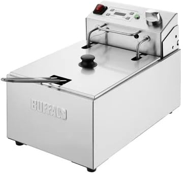 Buffalo Single Electric Fryer with Timer 5Ltr - Kitchen Commercial Stainless Steel Deep Fat Fryer Machine for Chips, French Fries, Donuts CU622 | Ideal for busy commercial kitchens, cooking French fries, chips and donuts with precise built-in timer alerts.
