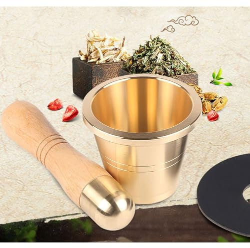 OZMDXKJ Chinesische Medizin Pounder Medizinbecher, Mörser Stößel Set Medizin Glas Mörser Kupfer Tasse Reines Medizin Glas Knoblauch Pounder für Guacamole, Gewürze, Knoblauch, Kochen, S