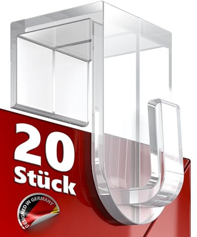 4smile Fensterhaken zum Einhängen - 20 Stück Fenster Aufhänger (bis 16 mm) als Haken für Fensterdeko - Fenster- und Türhaken transparent, ohne bohren Fenster Haken Aufhängung Deko Weihnachten