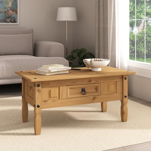 Corona Coffee Table 1 Drawer Mexican Solid Pine Rectangular Living Room
