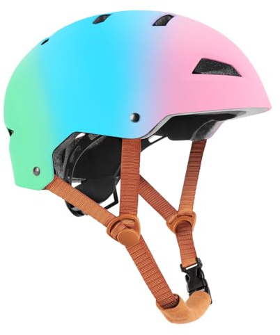 WHALEZON Kids Bike Helmet Ages 3-5-8-14, CPSC ASTM CPSIA Certified Toddler Helmet-Girls Blue Rainbow