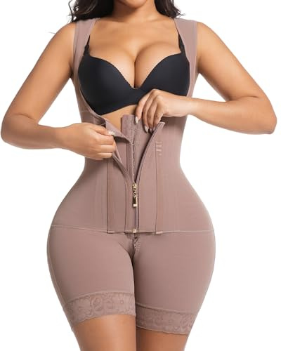 Fajas Colombianas Moldeadoras Shapewear Faja moldeadora de cuerpo posparto con cremallera en la entrepierna