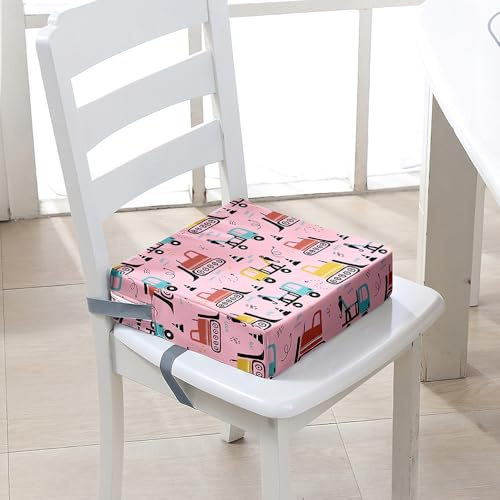 Chickwin Sitzerhöhung Stühl Kind ab 4-12 Jahre, Sitzerhöhung Stühle Kind für den Tisch Waschbar Rutschfester Sitzkissen Stuhlerhöhung mit 2 Sicherheits Schnalle (Bagger 9,40 * 40 * 10cm)