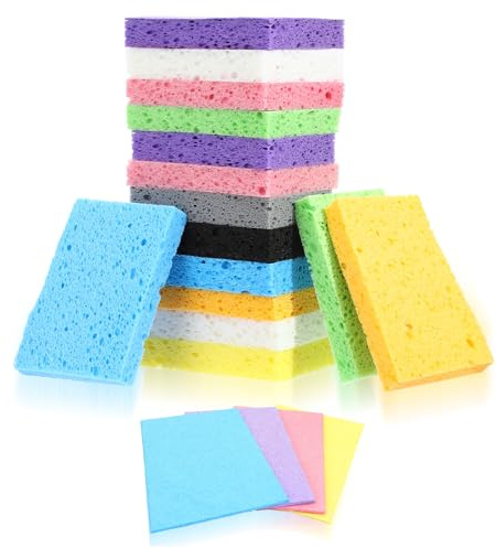 20 Pack Cleaning Sponge Dish Sponges Kitchen Non-Scratch Compressed Sponges Colorful Wash Scrub Sponge for Household Dishes Bathroom Cars Dining Dishwashing Cookware
