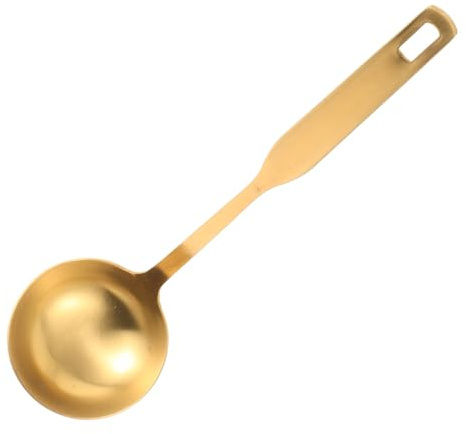 Sosoport Heavy Duty Gold Stainless Steel Ladle Thickened Large Head Soup Serving Spoon for Gravy Stirring Hot Pot and Kitchen Use
