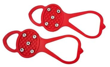 Stegjärn stegjärn snö is gripare vinter klättring sko spikes grepp klossar över skoskydd (röd)