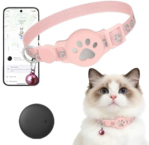Collier GPS Chat,Collier Chat GPS,Imperméable Et Durable,sans Abonnement Mensuel, Alerte Intelligente Anti-Perte pour Chats D'extérieur (Rose)