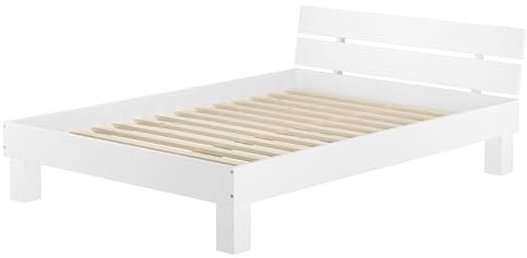 Erst-Holz®Futonbett 140 x 200 Buche Weiß mit Rollrost