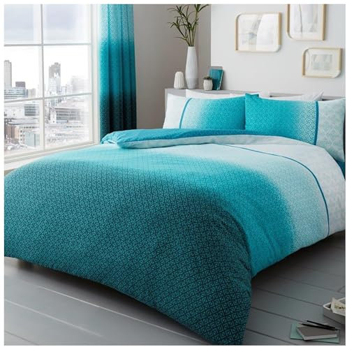Gaveno Cavailia Luxury URBAN OMBRE Bed Set with Duvet Cover and Pillow Case, Polyester-Cotton, Teal, Single, 11149484