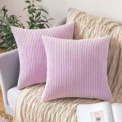 MIULEE 2er Set Kissenbezüge Kord Kissenhülle Dekorative Kissenbezug Sofakissen Couchkissen Dekokissen Zierkissenbezug Deko Kissenhülle mit Verstecktem Reißverschluss 45x45 cm Violett