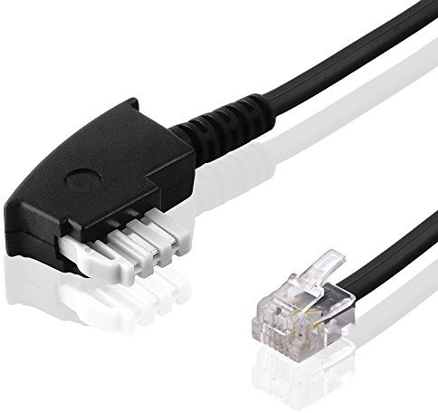 BestPlug 3 Meter Fax-Kabel, TAE-N Stecker auf RJ11 Stecker, Schwarz (verbesserte Ausführung v.2.1)