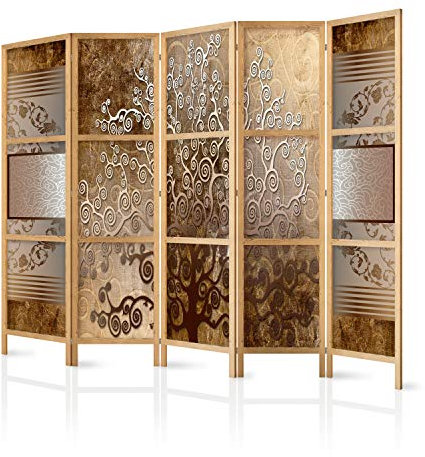 murando - Paravento da Interno 225x172 cm XXL 5 Pannelli Divisori Stampa Unilaterale su Tela in TNT Separe Divisorio per Ambienti - Paraventi Decorazioni Legno Elegante Albero Marrone b-C-0388-z-c