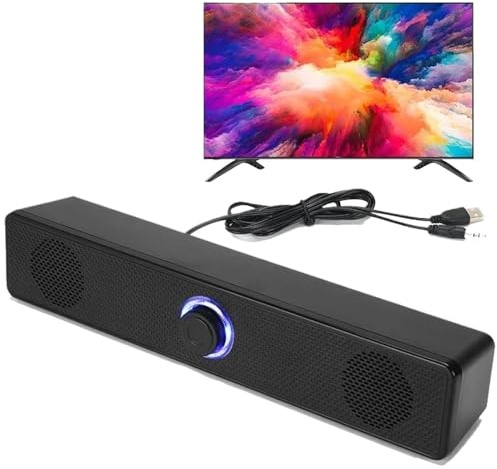 PC Soundbar Altavoz Bluetooth inalámbrico y con cable Barra de sonido USB Apto para TV, PC, portátil, juegos, cine en casa, sistema de audio envolvente(versión Bluetooth)