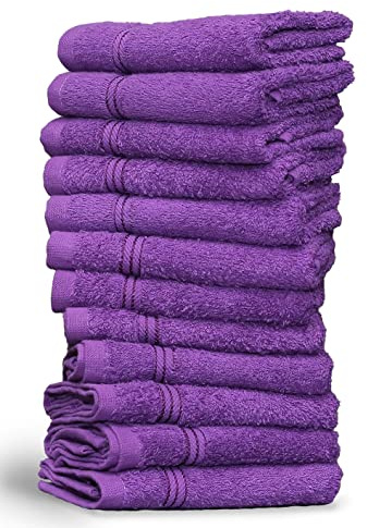 Cotton Wash Cloths - 12”x12” Washcloths 12 Pack, Wash Rags (Plum) | Thick Loop Pile Washcloths – Absorbent and Soft 100% Ring-Spun Cotton Towels – Lint Free Face Towels – Premium Face Cloths