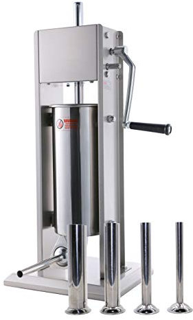 Stainless Steel Vertical Sausage Stuffer ,Sliver,Dual Speed, Easy Clean Up Sausage Maker (11Lb/5L)