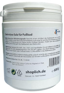 medec Elektrolytsalz 600g basisch für Ionen- und Elektrolysefußbad | basisches Aktivierungssalz, für Fußbad, Sitzbad, Handbad & Vollbad, vegan, pH 8,5