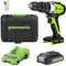 Greenworks Akku-Schlagbohrschrauber (Li-Ion, 24V, 60 Nm, 2-Gang-Getriebe, inkl. 2,0 Ah Akku, 2A Ladegerät, Koffer)