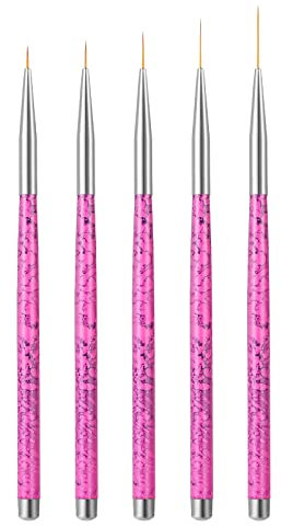 Sibba 5 Pieces Eyeliner Brush Line Thin Fine Pointed Micro Brushes Makeup Applicator Eye Shadow Tool Plastic Wands Nail Art Painting Pen Easter Party Cosmetic