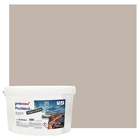 Preismaxx Profiweiß Wandfarbe braun 2,5L, hohe Deckkraft, Dispersionsfarbe innen, Innenwandfarbe Raumfarbe cappuccino deckend, Deckkraftklasse 2, matt Innenfarbe Profi Qualität