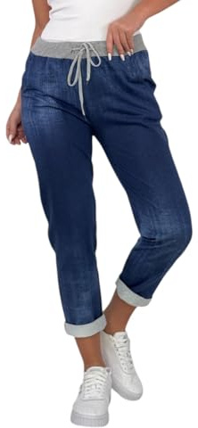 Mississhop 287 Damen Hose Cargohose Blumen Sweatpants Jogginghose Baumwolle Freizeithose Boyfriend Jeans Dunkel Model 27