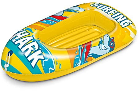 Mondo Toys – Surfing Shark Boat – Schlauchboot mit aufblasbarer Basis, für Kinder, Größe 112 cm, hitzebeständiges PVC, 16922